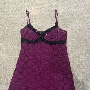 George Purple and Black Lace Chemise